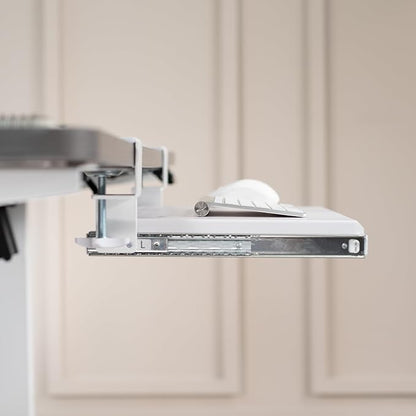 VIVO Small Keyboard Tray, Under Desk Pull Out with Extra Sturdy C Clamp Mount System, 20 (26 Including Clamps) x 11 inch Slide-Out Computer Platform Drawer, White, MOUNT-KB05ES-W