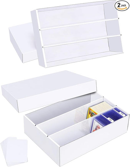 Trading Card Storage Box 2 Pack–2400 Count Cardboard Organizer with Dividers for MTG, TCG, Sports, Toploader, Commander