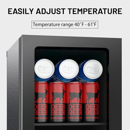 0.95 Cu.ft Mini Fridge Holds 24 Cans, Beverage Refrigerator Cooler, Solid Door, Manual Temperature Control (at the Back), Quiet Compact Drink Fridge for Soda, Beer, Wine, Office, Dorm, Bar