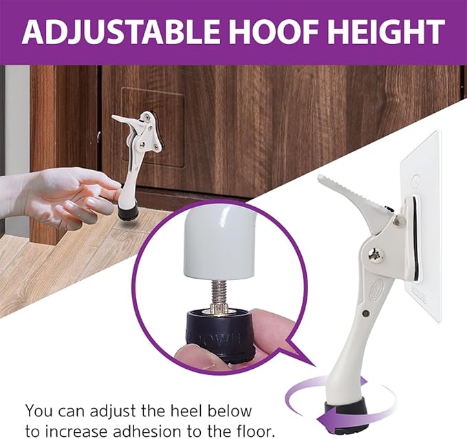 Door Stopper with Adhesive Bracket Stickers, No Drilling or Tools Needed, Available for All Doors, Door Holder, Heavy Door Stop, KickDown Door Stoppers, Bottom of Door by HASHI (White/Bracket)