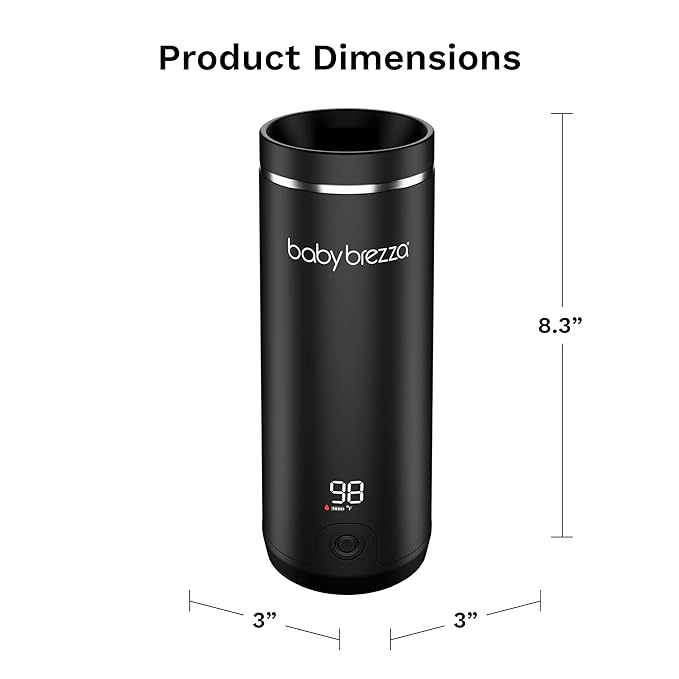 Baby Brezza SuperFast Portable Baby Bottle Warmer – 67% Faster - Travel Breastmilk Warmer and Formula Warmer - Safe, Even Heating - Up to 9oz - No Adapters, Black