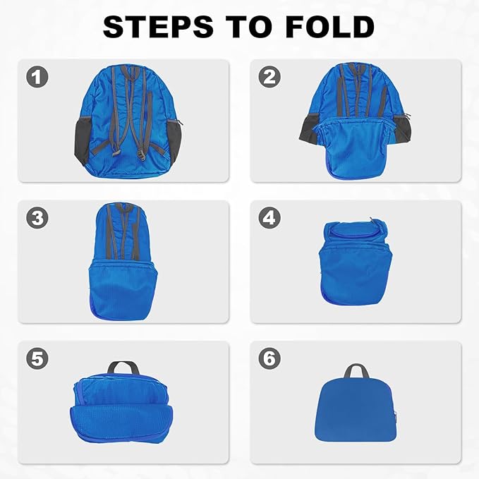 HOLYLUCK 20L lightweight packable Hiking Daypack Foldable Backpack for Men Women Small Travel Outdoor Foldable Shoulder Bag-blue
