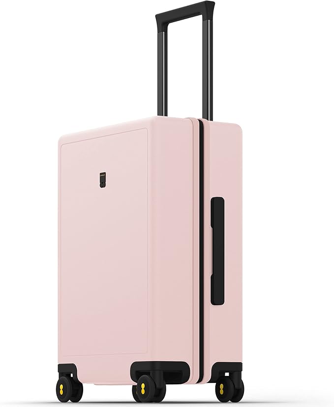LEVEL8 Pink Suitcase with Spinner Wheels, Carry on Luggage Airline Approved, Suitcase for women Men, Lightweight Luminous Textured, Tsa Lock, 20 Inch