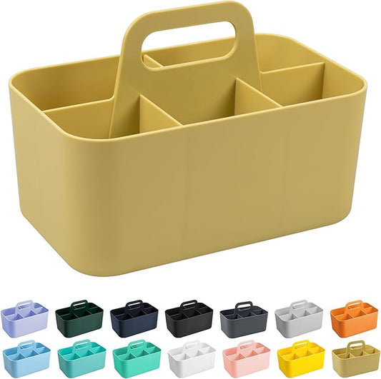 Tiawudi Multipurpose Caddy Organizer, Plastic Caddy with Handle, Stackable Desk Organizer for Stationery, Marker and Pencil, Office Supplies Organizer, Dorm Caddy