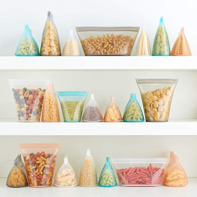 Zip Top Reusable Food Storage Bags | Medium Dish [Lavender] | Silicone Meal Prep Container | Microwave, Dishwasher and Freezer Safe | Made in the USA