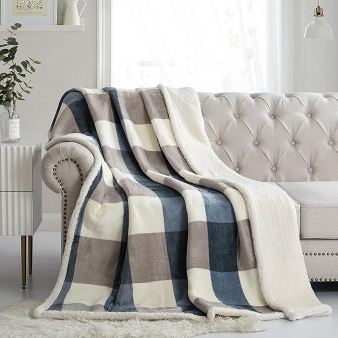 PU MEI 50"x60" Sherpa Fleece Blanket - Soft, Cozy, Thick and Warm for Couch, Sofa or Bed