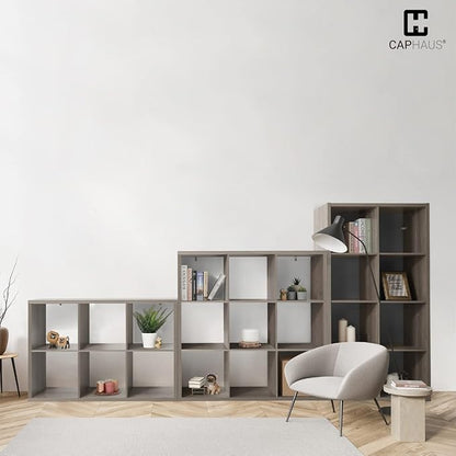 CAPHAUS Sturdy Room 13-Inch Cube Storage Organizer Shelf, with Extra Thick Exterior Edge, Open Storage Shelf Divider, Bookcase, 6/8/9 Cube, Colors Available in Rustic Grey Oak and White
