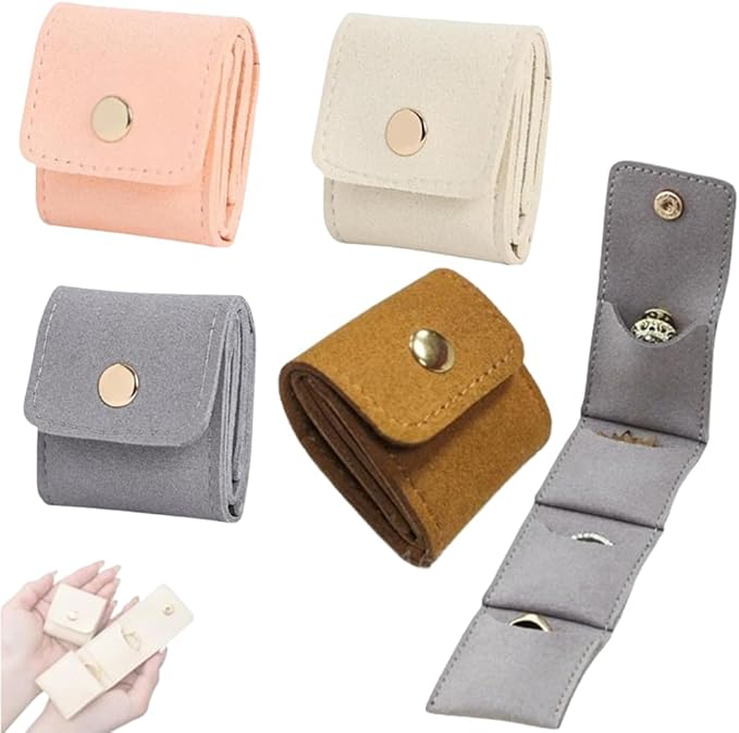 Mini Travel Jewelry Bag, 2025 New Travel Jewelry Case Organizer, Portable Foldable Compartment Auxiliary Mini Travel Jewelry Roll Bag With Buckle For Small Jewelry Earrings, Rings, Necklaces (F)