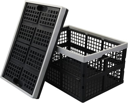 Anbers 42 L Plastic Collapsible Storage Crate, Folding Milk Crate Storage Bins, 4 Packs