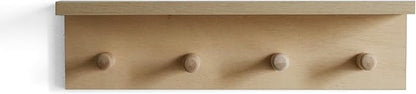 Entrance Coat Rack ，Coat Hooks, Wall-Mounted Wooden Hook Rack, Wall-Mounted Shelves are Very Suitable (Birch Colored Veneer)