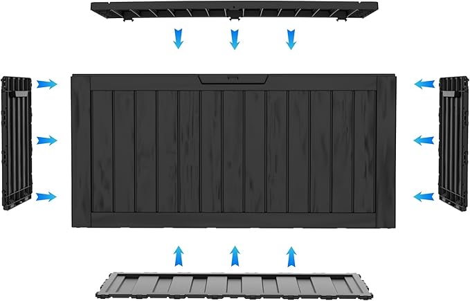 90 Gallon Waterproof Outside Storage Box - Patio Storage & Outdoor Deck Box, All-Weather Resin Chest for Pool/Garden Accessories, Lockable UV-Resistant, Jet Black
