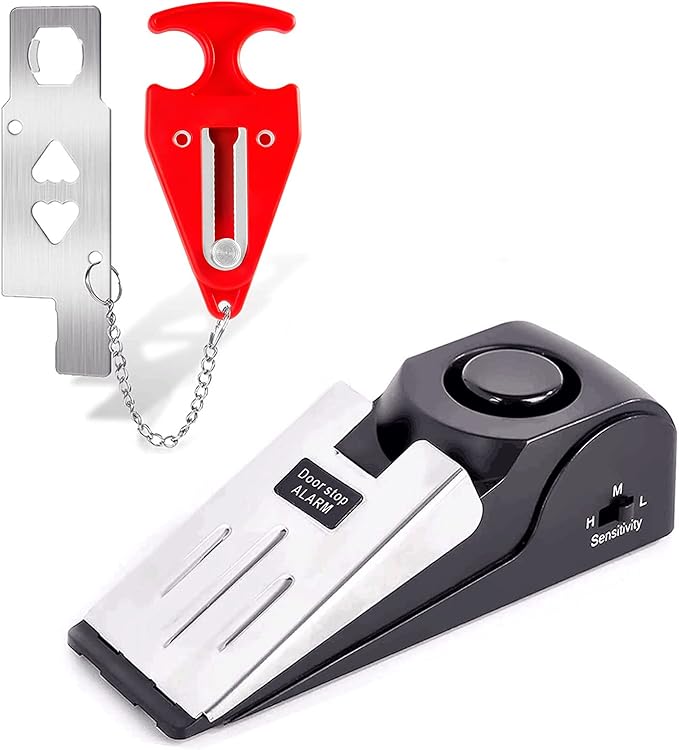 Upgraded Door Stop Alarm with Portable Door Lock 120 dB Travel Door Stopper Door Wedge Alarm,Dual Protection-with 3 Levels Sensitivity for Traveling Hotel Home Apartment College House