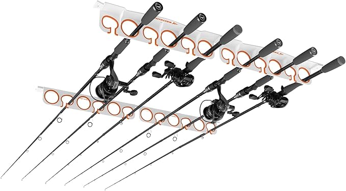 KastKing SafeGuard Fishing Rod Holder for Garage, Wall or Ceiling Mounted Fishing Rod Rack Storage Organizer, Fishing Pole Holder Holds 12 Rods or Combos in Less Than 36 Inches