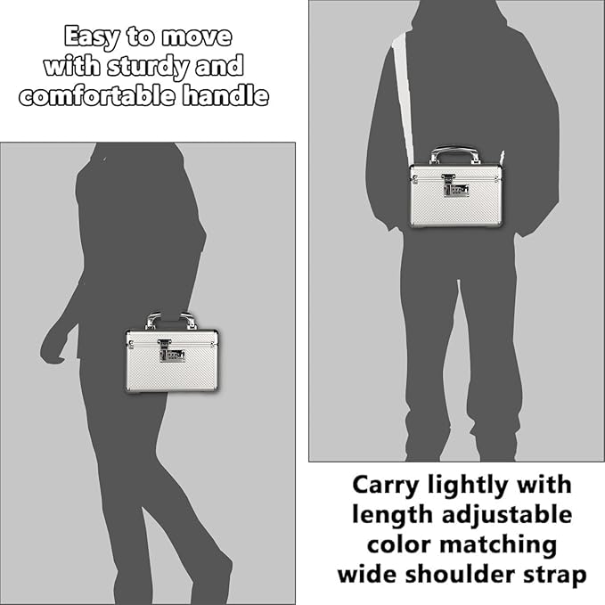 Storage Lock Box with Combination code, Lockable Medicine Storage Case, Empty First Aid Box, Security Lock Box, Multipurpose Lockbox for Home and Outdoor Use (Silver, Small)