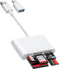 USB-A and USB-C to SD Card Reader, Trail Camera Card Adapter with SD MicroSD CF Compact Flash Memory Stick XD Picture 5 Slots for iPhone 15 16 iPad Mac MacBook Pro/Air Laptop Pc