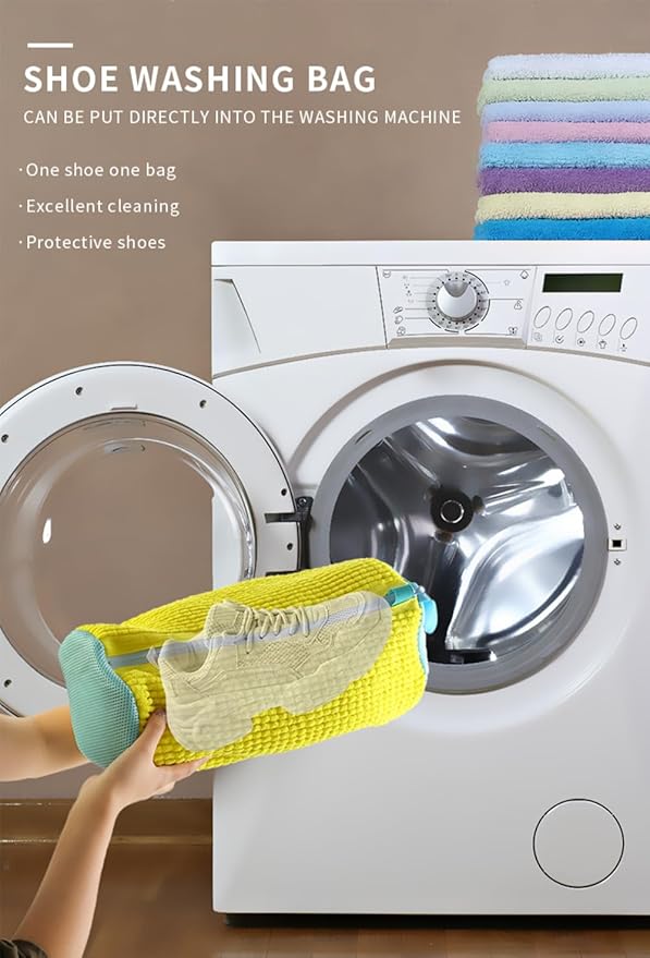 Shoe Washing Machine Bags 2 PCS – Premium, Durable Laundry Bags for Sneakers, Boots, High Heels, and More. Prevent Wear and Tear During Washing Perfect for Home Use, Travel, and Easy Shoe Care