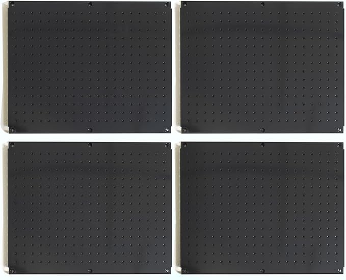 Metal Pegboard 16-Inch Tall x 20-Inch Wide Heavy Duty Wall Organizer for Home Garage Tool Storage 4pcs Black