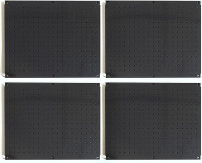 Metal Pegboard 16-Inch Tall x 20-Inch Wide Heavy Duty Wall Organizer for Home Garage Tool Storage 4pcs Black
