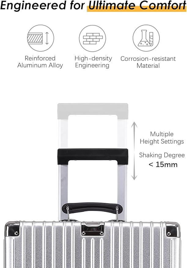 HotWay 20 Inch All Aluminum Carry On Luggage with Leather Handle, Hard Shell Zipperless Suitcase with TSA Locks and Spinner Wheels, Silver Travel Luggage (22x14x9 Airline Approved)