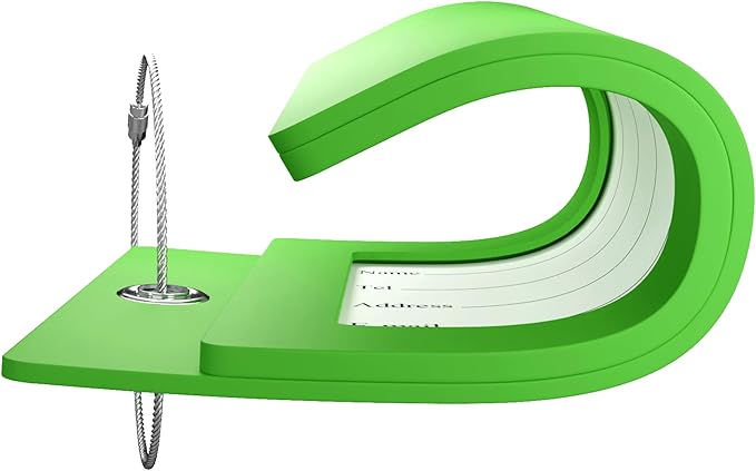 Gostwo 2 Pack Luggage Tags for Suitcases, 26 Initial Letter Travel Luggage Baggage Identification Labels ID Tag Fully Bendable Tags with Stainless Steel Loop (Green) (Letter T)