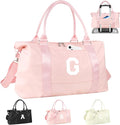 Initial Travel Duffel Bag Sports Gym Bag for Girls Teen Birthday Gifts,Pink Personalized Weekender Bag Carry On Tote Bags for Women Men,Waterproof Overnight Luggage Bag with Trolley Sleeve(Letter G)