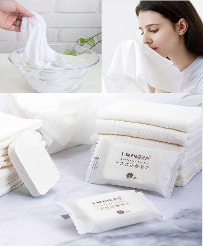 Premium Compressed Towel Tablet, Essential Face Washcloths for Travel, Camping, Hiking, Sports and Beyond, Portable Disposable Thicker Larger, Pure Cotton, 20PCS
