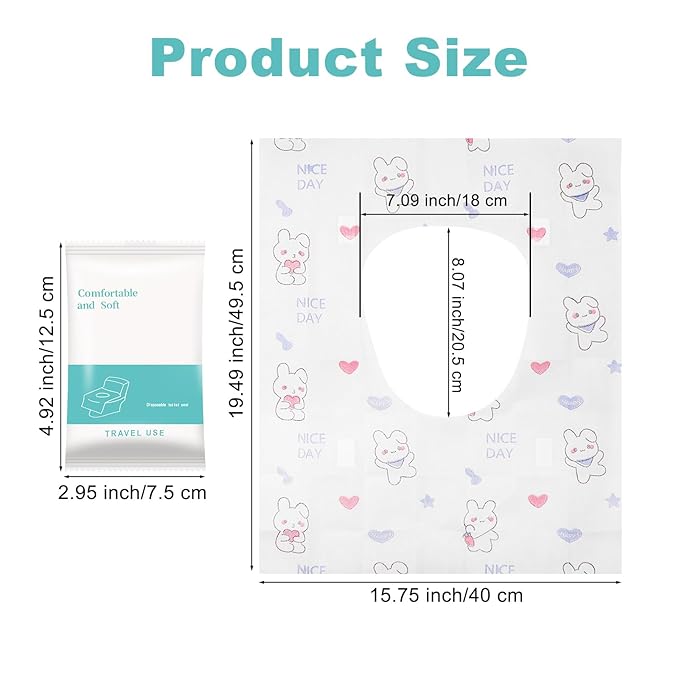 5 Packs Toddler Toilet Seat Covers Disposable, Disposable Toilet Seat Covers for Travel Waterproof Non-Woven, Travel Essentials for Kids Toddlers Potty Training (Individual Package)