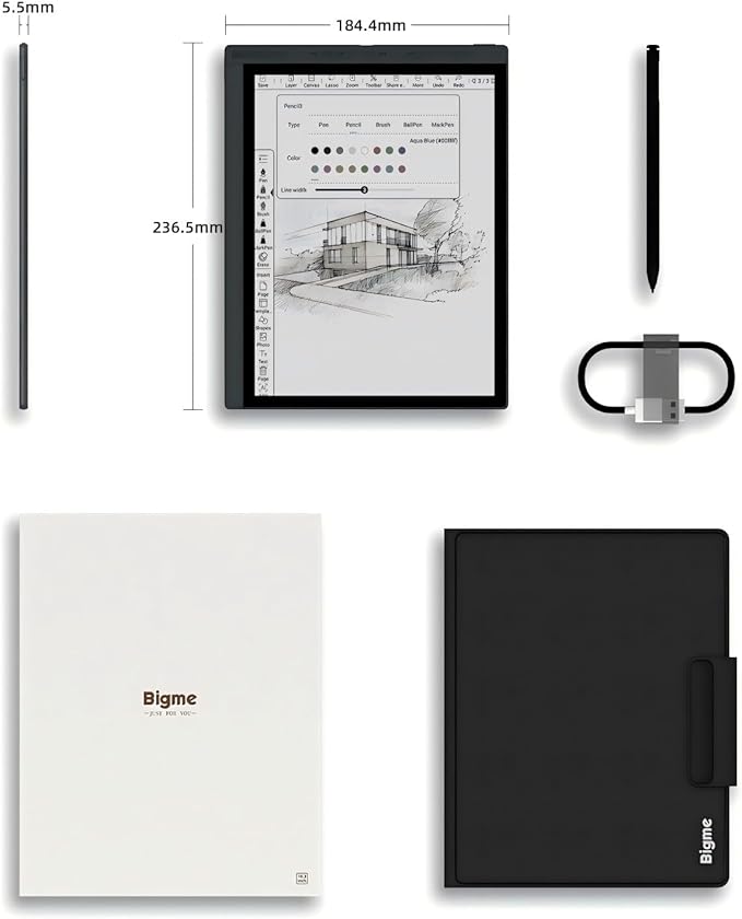 Bigme 10.3" Color E-Ink Read-Write Tablet, ePaper Note Taking Tablet at 5.5mm Thickness, 8GB RAM+256GB ROM Computer Tablets Touchscreen Display with 5MP Camera and Digital Stylus