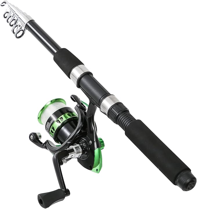 Fishing Rod, 2PCS Telescopic Fishing Rod and Reel Combo with Fishing Pliers and Lip Gripper, Pre-Loaded Spinning Reel Combo, Fishing Pole with Carrier Bag Fishing Gear