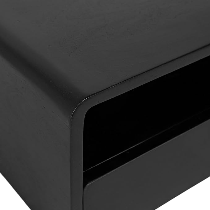Kate and Laurel Kato Modern Wood Floating Side Table with Drawer; 18 x 10 x 9; Black; Contemporary Wooden Floating Nightstand for Bedroom Bedside Table