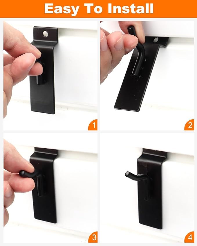 1" Slatwall Hooks, 30 Pack Slatwall Accessories, Garage Slat Wall Hanging Display Hooks for Panel, Black