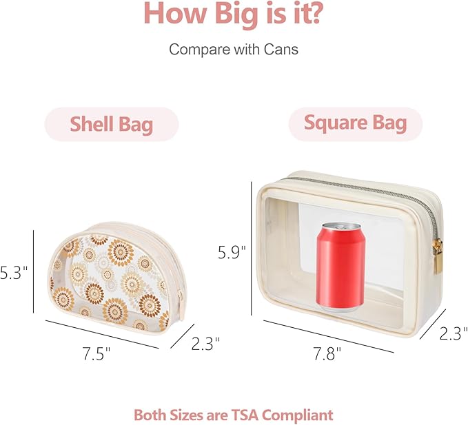PACKISM TSA Approved Toiletry Bag - Upgrade Color-Edged Clear Makeup Bags, Clear Toiletry Bags For Traveling Fits Various Storage Needs