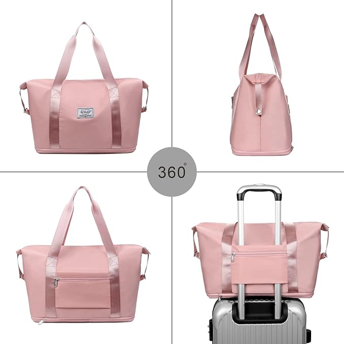 NPBAG Women Travel Duffel, Multi Functional Large Expandable Weekender Carry-on Tote, Gym Workout Overnight Bag, Mommy Hospital Bag for Labor and Delivery