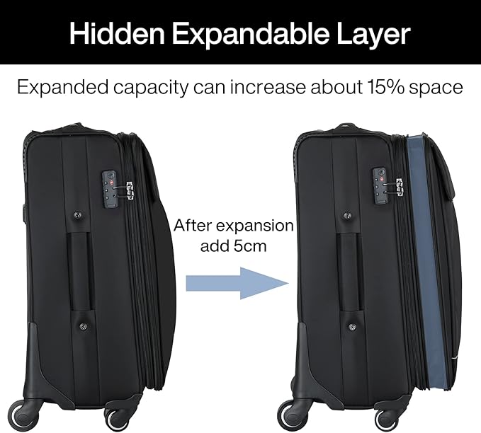Hanke 20 Inch Expandable Carry On Luggage 22x14x9 Airline Approved Softside Suitcases with Wheels Lightweight Travel Luggage Rolling Suitcase with Lock for Men and Women.(Coffee)
