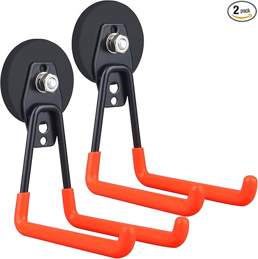 MUTUACTOR Magnetic Hooks,2PCS Storage Magnetic Hooks Heavy Duty Anti-Slide Garage Hanger Magnetic Mounting,Garage Organization for Power Drill,Garden Tools,Hose,Tool Chest,Steel Pegboard,Workshop