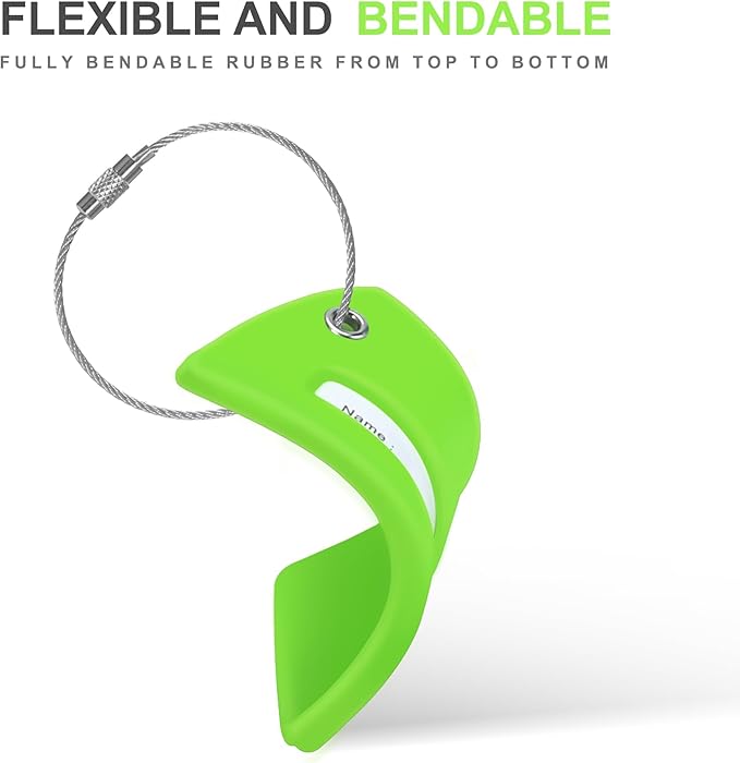 8 Pcs Luggage Tags for Suitcases, 26 Initial Letter Travel Luggage Baggage Identification Labels ID Tags Fully Bendable Tags with Stainless Steel Loop (Letter M, Green)