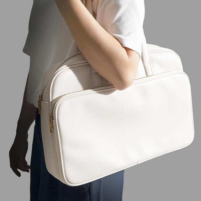 Laptop Tote for Men & Women 14Inch Computer Bags Briefcase Business Office Travel Work Handbag Carrying Bag with Large Front Pocket Color White