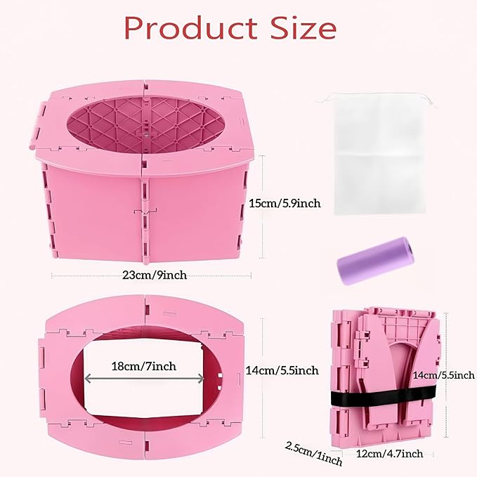 Travel Potty,Portable Potty Seat Foldable Travel Training Toilet Seat,Foldable Toilet for Outdoor Camping (Teal Pink)