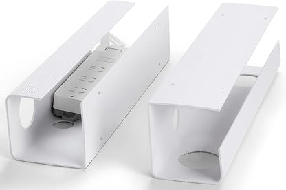 ZhiYo 2 Pack Large Capacity Cable Management Tray, Under Desk Cable Tray 31.5in(2X L15.7in), PVC Standing Desk Cord Management Ideas, Cable Organizer for Office and Home - White