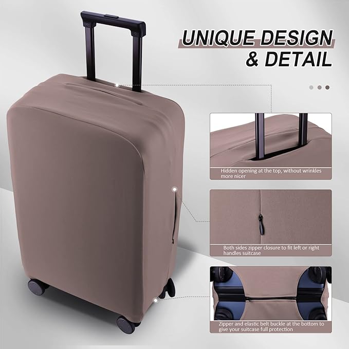 Travel Luggage Cover Suitcase Protector Scratch-Resistant Fit 19-31 Inch Suitcase, Not Included Suitcase (Khaki, M(24-25 inch))