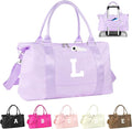 Daughter Niece Gifts for Teen Girl Kids, Initial Travel Duffel Bag Sports Gym Bag Personalized Gifts Weekender Bag，Monogram Overnight Bag Cute Dance Bag Birthday Bridesmaid Gifts for Women(Purple, L)