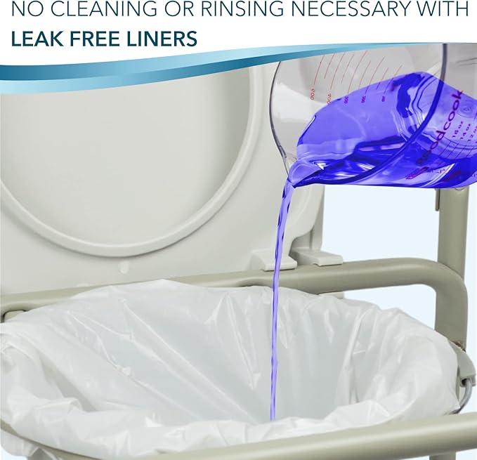 Disposable Bedside Commode Liners for Adult Portable Toilet Chair Seat Bucket and Bedpan | Value Pack of 48 Waste Bags | Universal Fit Liners for Home Medical Care
