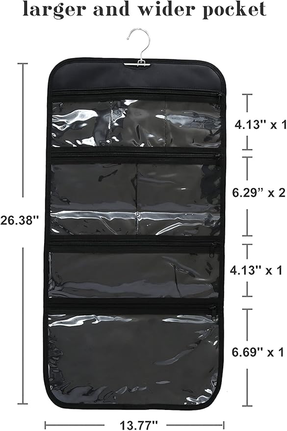 Foldable Clear Hanging Travel Toiletry Bag Cosmetic Organiser Storage