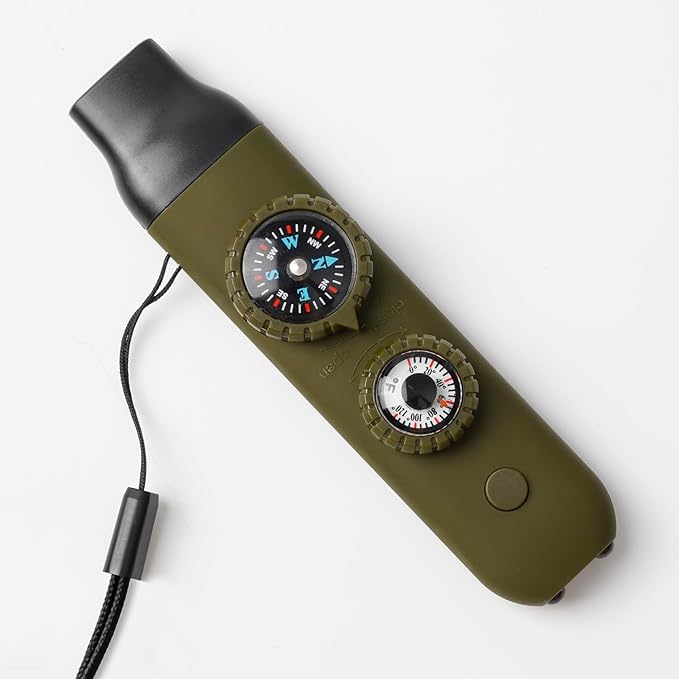 Emergency Survival Safety Whistle，Whistle for Kids with Lanyard,Compass,Thermometer,Ideal for Kayaking, Boating, Hiking, Camping, Climbing
