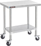 DuraSteel 30x36 NSF Stainless Steel Cart Work Table - Heavy Duty Rolling Food Prep Table Countertop Island - Metal Utility Cart on Wheels Caster, Grill Stand Storage Outdoor Kitchen Tables Bar Top