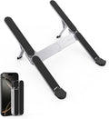 【Innovative & Ultra Compact】SODI Foldable Laptop Stand for Desk, Lightweight Portable Tablet Holder for Business Travel, Cafe, 6 Level Height Adjust Computer Holder for MacBook, Tablet 10-16", Silver