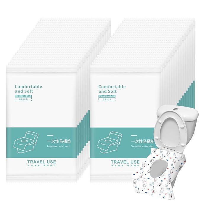 50 Pack Toilet Seat Covers Disposable, Portable Toilet Seat Cover for Travel Waterproof Potty Covers for Toddler(Individually Wrapped）