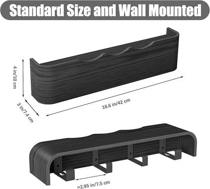Coat Rack Wall Mount with Shelf 4 Hidden Hooks Modern Wooden Key Holder Entryway Organizer for Hallway Bedroom Bathroom Home Decor Storage for Hanging Coats Hats Bags Towels, Wave-Shape Black
