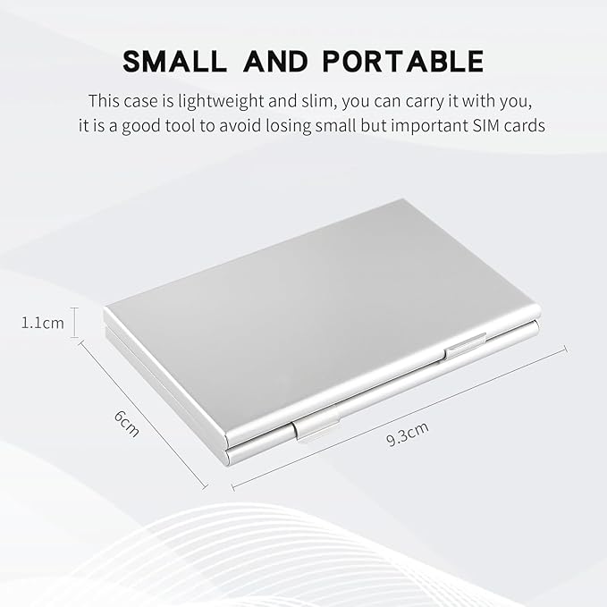 Aluminum SIM Card Case, 26Slots Ultrathin SIM Card Holder, Fit for 24 Nano sim Card and 2 Cell Phone Eject Pin Slots, Silver