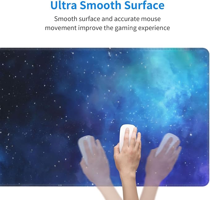 Gaming Mouse Pad, Large Non-Slip Rubber Base Mousepad, Keyboard Mouse Mat, Desk Pad with Stitched Edges, 31.5x11.8inch,Starry Sky